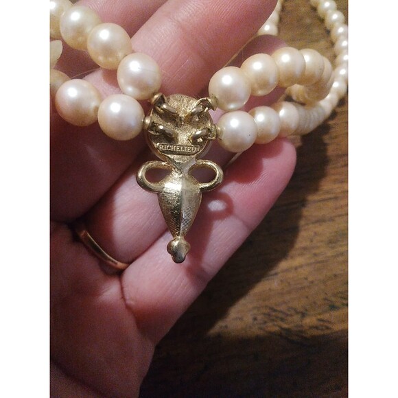 Richelieu Elegant Swarovski Rhinestone & Faux Pearl Signed Vintage Chocker - Picture 4 of 7